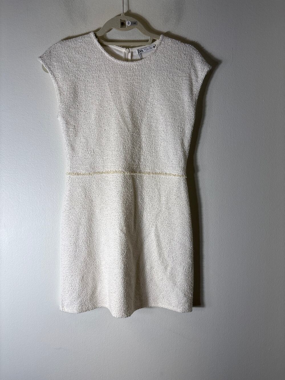 Zara Winter White Terry Cloth Mini Dress Sz S